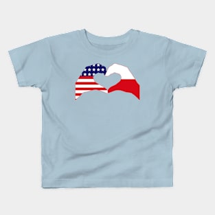 We Heart USA & Poland Patriot Flag Series Kids T-Shirt